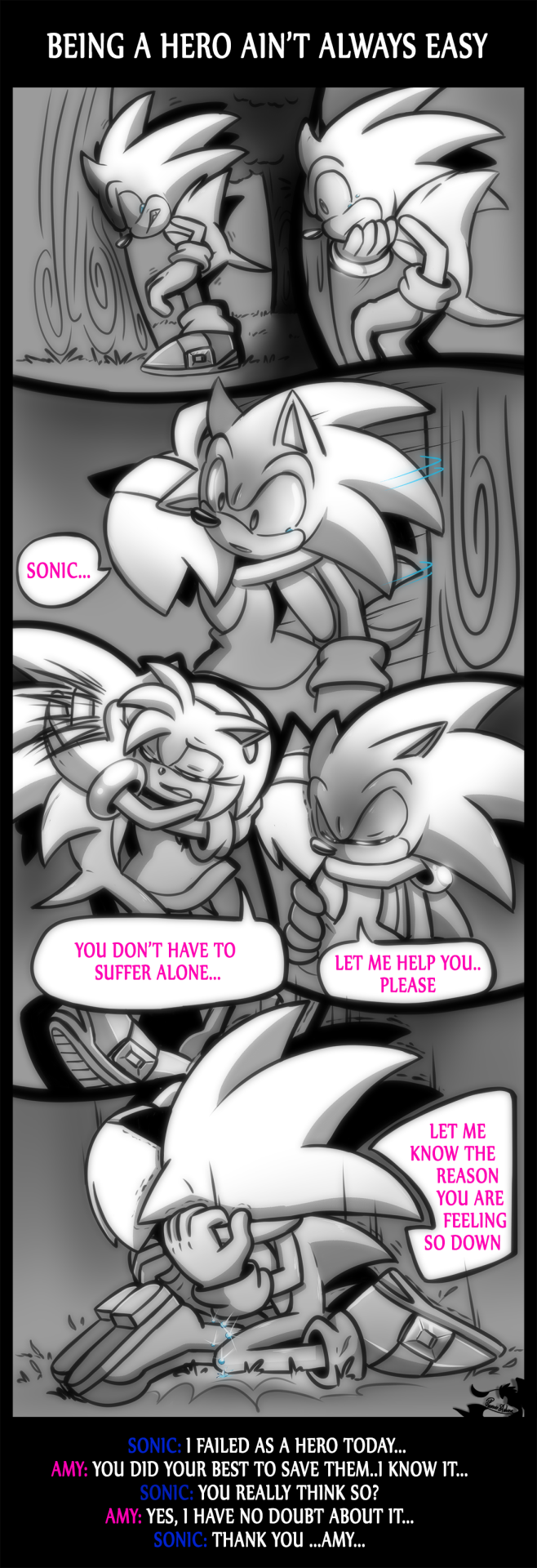 Silver, Shadow and Sonic protecting Amy Rose from anyone who dares