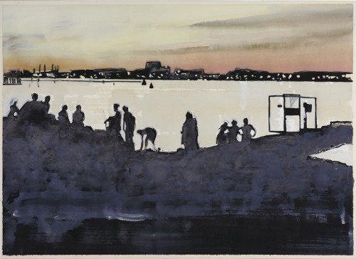 Ufer  -  Koen Vermeule , 2019.Dutch,b.1965- Gouache op papier , 63 x 88 cm.