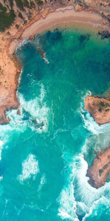 Sea, aerial view, coast, surf, 1080x2160 wallpaper @wallpapersmug : ift.tt/2FI4itB - https:/