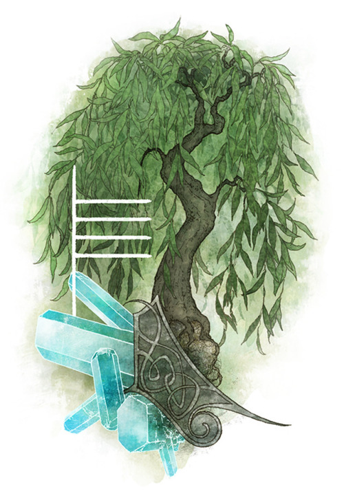 Irish Ogham series- Fourth feda/letter, Sail, ‘willow’ paired with aquamarine beryl