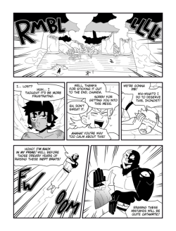 chandacomic: The Will of Ikonos - 22 What we learned this time:1) Chanda and Atticus are rather cavalier about dying.2) Nika is not.3) Agerochos can fly.  Yes, that’s a drill.