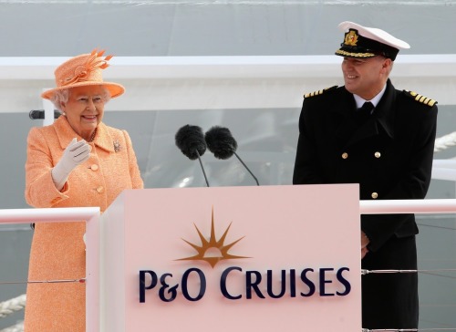 Queen Elizabeth II and Prince Philip, Duke of Edinburgh attend the naming ceremony of P&O cruise