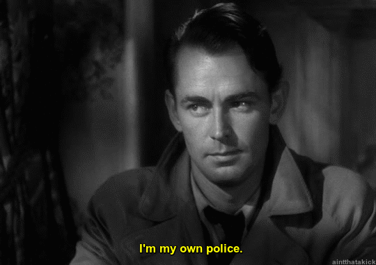 aintthatakick:                   Direct from the bank, as I promised. Oh, I see your point of course… Laird Cregar and Alan Ladd in This Gun for Hire (1942) 