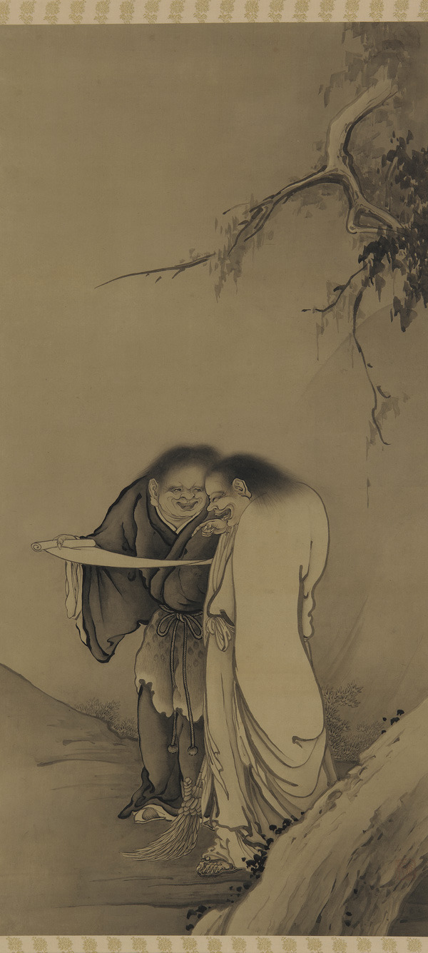 pmikos:
“ The Chinese Taoist Immortals, Han-shan and Shih-te (Kanzan and Jittoku)
1886
Hashimoto Gahō , (Japanese, 1835 - 1908)
Meiji era
Ink and slight tint on paper
H: 227.
”