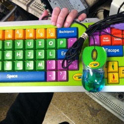 rotatingfloor:  found this sick keyboard at the thrift store and the mouse that comes with it is sick too 