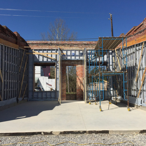 Team Faunsdale has been hard at work this spring break framing and raising steel stud panels for the