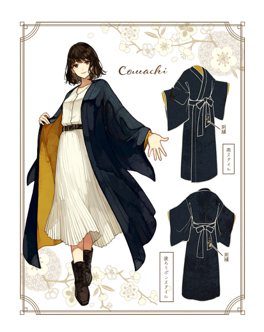 camellia0x0:ファッションブランド「comachi」の着物風コートのデザインさせていただきました✍️実物の写真はinstagramやHP、twitterにアップされているのでぜひチェックしてみてください✨↓↓↓・instagram
