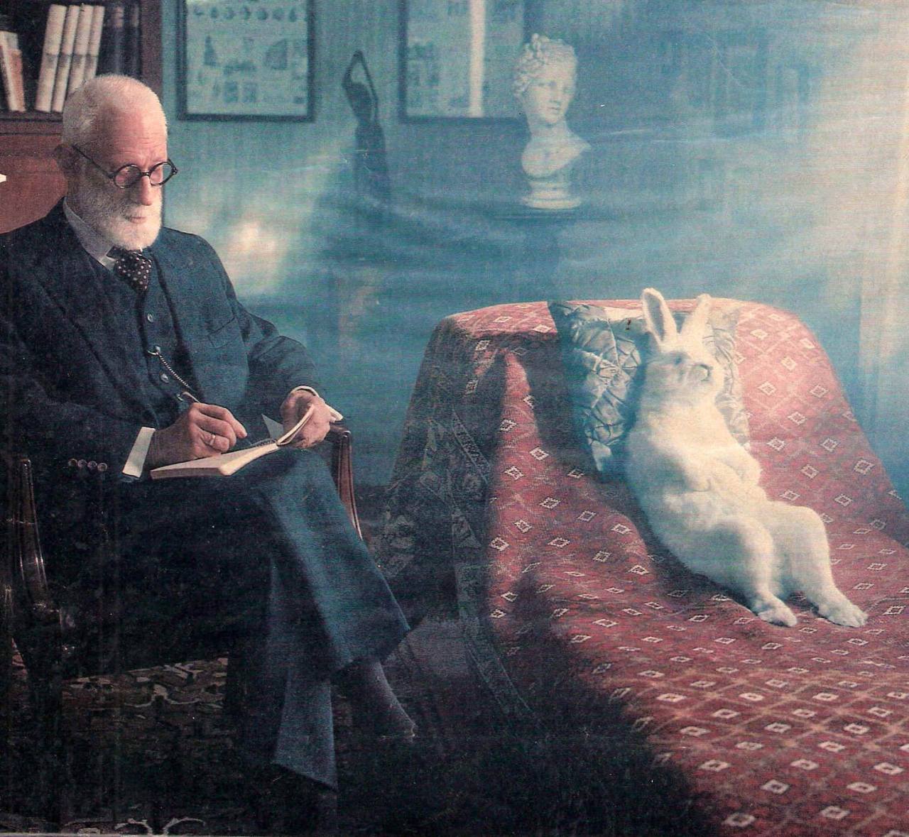babylonbabys:  Sigmund Freud. Photographer and rabbit unknown