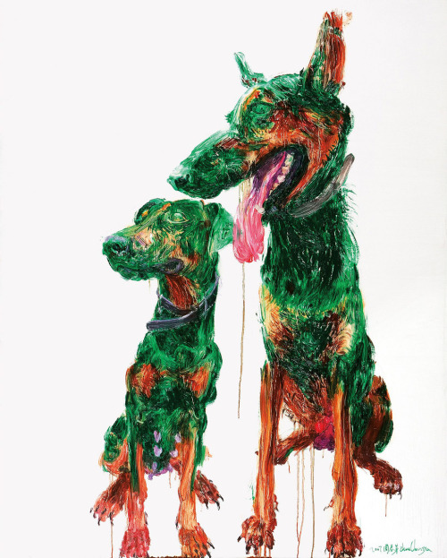 cross-connect:  ZHOU Chunya is a painter best known for his series of Green Dog paintings, born in 1955 in Chongqing, China and graduated from the Sichuan Academy of Fine Art in 1982. After obtaining his masters degree from the Kassel Academy of Fine