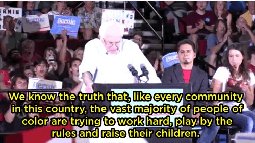 effervescentvibes:  boozairob:  huffingtonpost:  Learn About Bernie Sanders Sweeping Policy Platform To Combat Racial Inequality HERE. Sanders addressed the issue in front of more than 20,000 supporters in Portland, drawing his largest crowd yet. (GIF