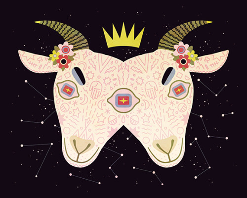 lordofmasks:  It’s my birthday today! So I drew this two-headed space goat creature.