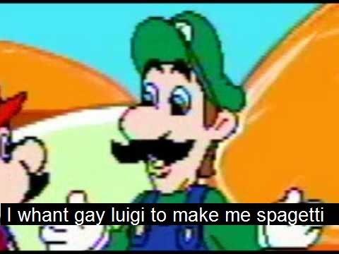 &ldquo;I whant gay luigi to make me spagetti&rdquo;