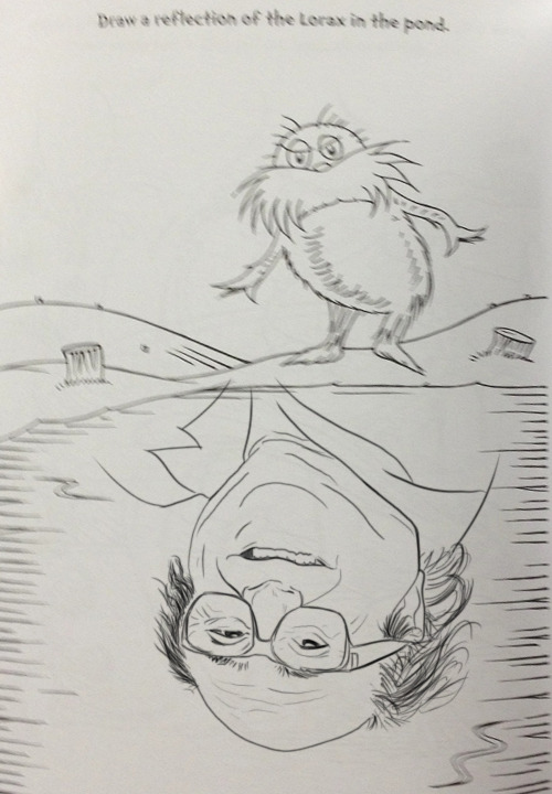 jmick71:Draw a reflection of the lorax in the pond