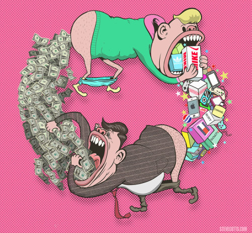 missceemonroe-xo:  lackwhen:  the-awesome-quotes:    The Sad Truth About Today’s World Illustrated By Steve Cutts  True.   Horrifying