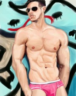 zhangyang222:  #goodlooking #man #muscle #shirtless #underwear #sunshine #painting #photoshop #handsome #handsomeboy