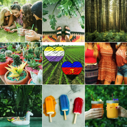 plentymood: Nonbinary/polyam + green summer moodboard  (img source: x) Like my moodboards? Requ