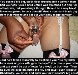 bambi-sissy-slut:  cuckmeme:  If you like Cuckold images.. follow me at: http://cuckmeme.tumblr.com/  Bambi needs this bad