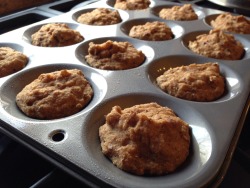 oats-and-yoga:  Vegan apple spice cupcakes! 2 puréed red delicious apples  1 tsp nutmeg 1 tsp ground cloves 1 tsp vanilla extract 1 tsp baking powder 1 tbsp cinnamon  &frac12; cup almond milk 1 cup while wheat flour &frac14; cup dry oats (Add water if