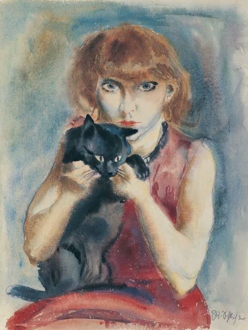 My Wife with Cat  -  Rudolf Schlichter1928.German    1890-1955