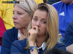 worldcup2014girls:  The French is sad… And still hot! Photo gallery: Fan Photos at World Cup match between France and Germany