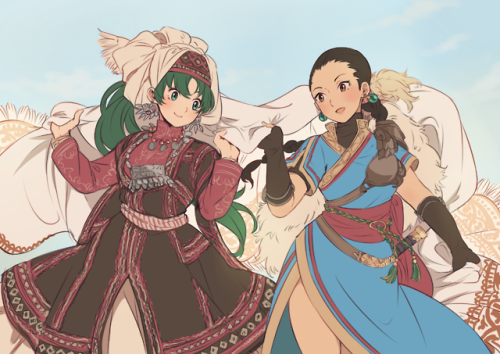 lilicalicca: I commissioned @ai-wa for a clothes swap of Lyn from Fire Emblem and Amira from a mang