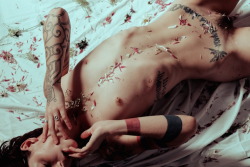 camdamage: “..his cheeks are like a bed of balsam, banks of sweet-scented herbs; His lips are lilies dripping with liquid myrrh..” | cam damage by self [more here] 