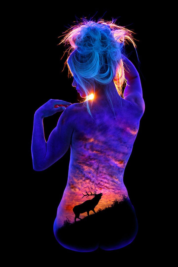 Glow in the dark body paint nude