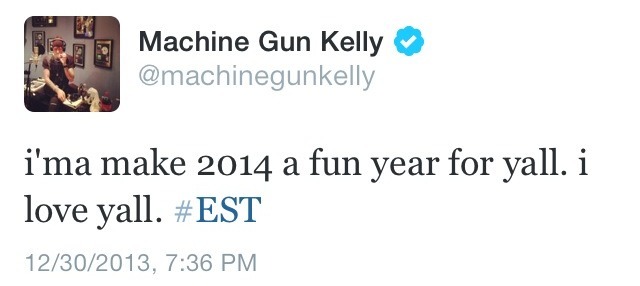 lovemachinegunkelly:  Thank you Kells we can’t wait; second EST 4 Life mixtape,