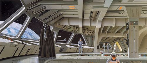 gameraboy:Concept art and sketches for “Vader’s Bridge” and “Star Destroyer Bridge” by Ralph McQuarr