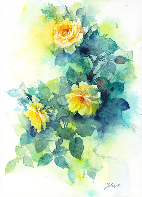 薔薇(rose) Mar,08.2018 watercolor size:242*333mm (F4) paper:ARCHES (細目・300g/m2)
