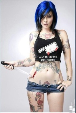 Emo girl in tight denim shortsSexy.com -