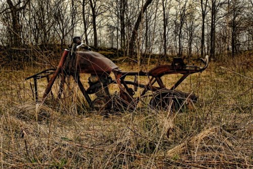 Abandoned TrikeA  Honda ATC 200 partially stripped and lost to the weeds. 