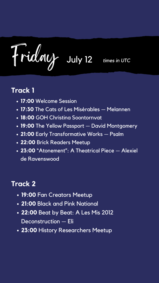 detailed schedule of panels for Friday , July 12 at Barricades 2024; see detailed text schedule under readmore