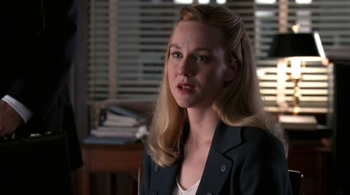 Laura Linney and her elaborately barretted hair. S05E03, &ldquo;Blue Bamboo&rdquo;