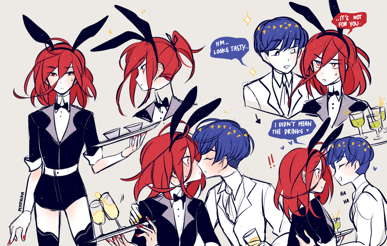 pemprika:
“my brain wanted shinsha in something sexii… au where shinsha is a hot server and phos is tenderly chasing after them while being extra tipsy
”