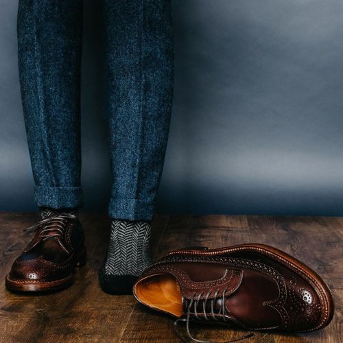Alden x Brogue longwing blucher (@broguecalifornia ) with antique edging and Epaulet trousers (@epau
