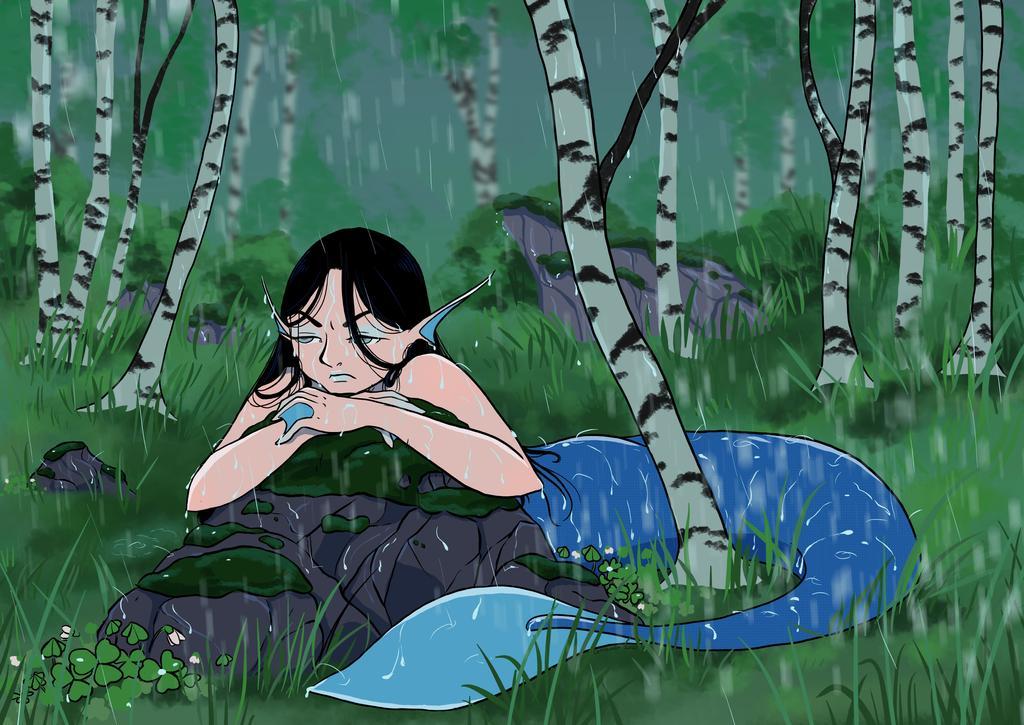 Art by Centawen — Mermaid stuck in forest by Centawen Curious