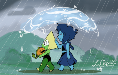luclipse85: “Sunday Stroll” My sketch “Rainy Stroll” in color. Pretty much used this piece to experiment with techniques and figure out how to do a SU background (or at least try) (My computer kept crashing on me so I wanted to post this while