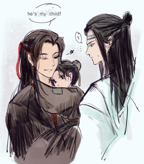 mishhe-kht:very rough doodles but chapter 74 is one of my favs, I want more wangxian raising childre