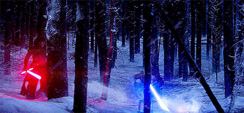 fuckyeahreylo: Kylo Ren following Rey without attacking her during the snow fight requested by @ench