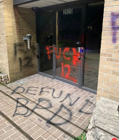 Anti-cop graffiti on a Police Union building in Baltimore, Maryland