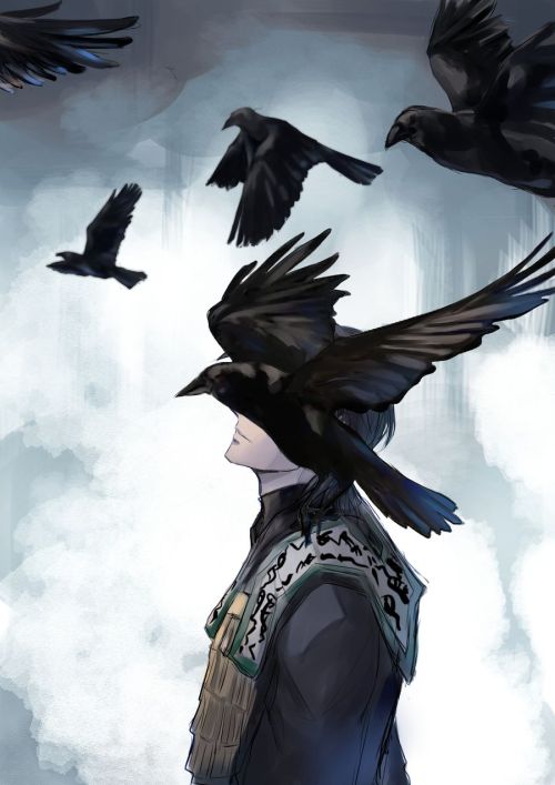 Ukoku w/ crows.-It seems I never uploaded 3rd(redraw)-5th pic to Tumblr.