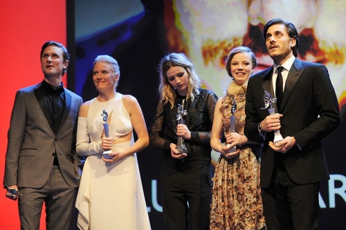 plrks: Luca Marinelli and Marwan Kenzari accepting their Shooting Stars (2013 &amp; 2014) awards