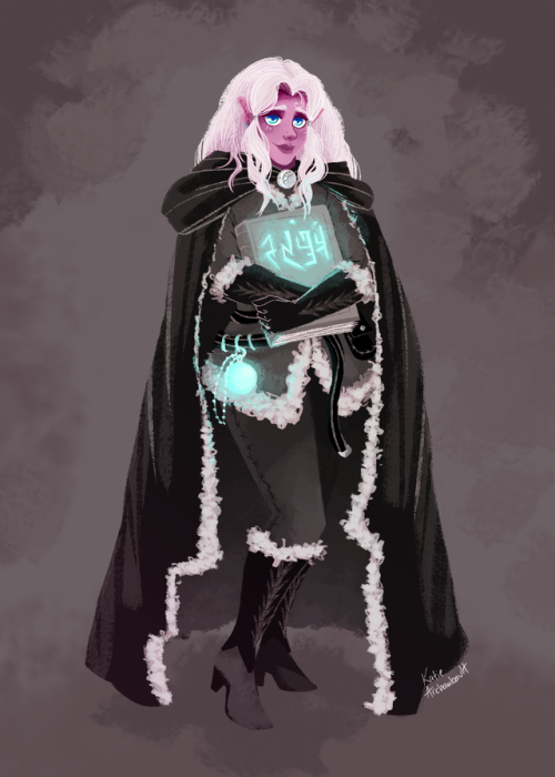 Mika the half drow for a commission. I had fun making her clothes all fuzzy and warm :)on dA