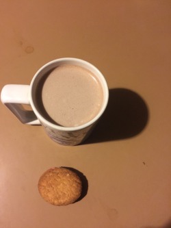 Big Boy knows how to look after his Mousey. Orange hot chocolate and cookies :3 I love him