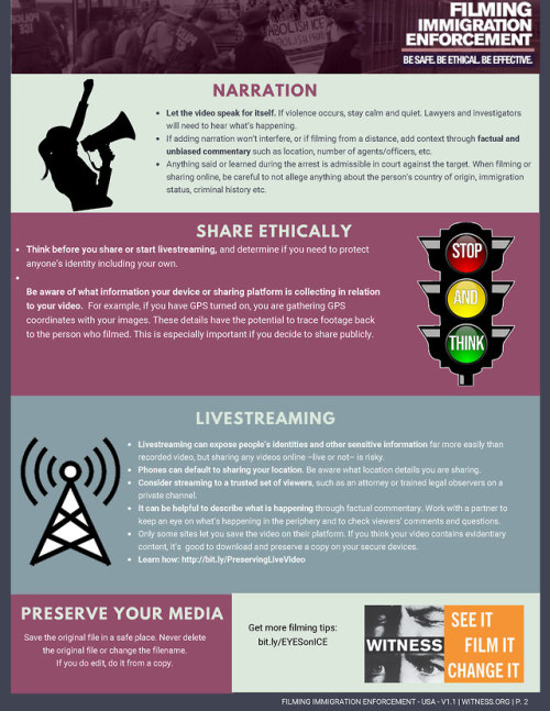 Witness ‍Filming encounters with Immigration and Customs Officials (ICE) and other immigration e