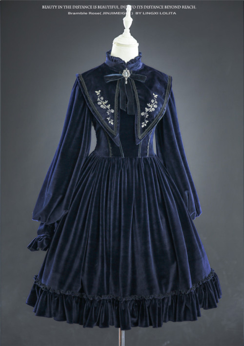 my-lolita-dress:#lolitaupdate LingXi Lolita ~Bramble Rose Velvet Lolita OP NEW On Shelf^_^Link: http