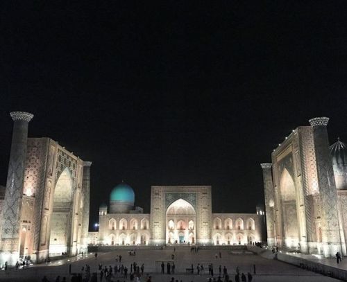 The Registan, Samarkand. The iconic site of the Silk Road. Got to be seen by day and lit up at night