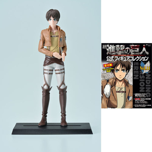 First look at the upcoming volume 11 of Gekkan Shingeki no Kyojin, featuring Eren for a second time on the cover and including a standing Eren figure! His first appearance was on volume 1Release Date: Early February 2016Retail Price: 1,944 Yen including