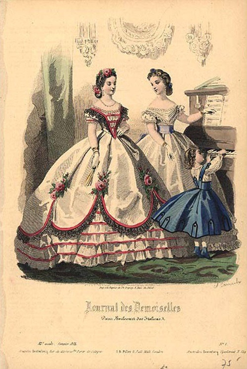 zeehasablog: Ball gownsFashion plate from Journal des Demoiselles, 1865.